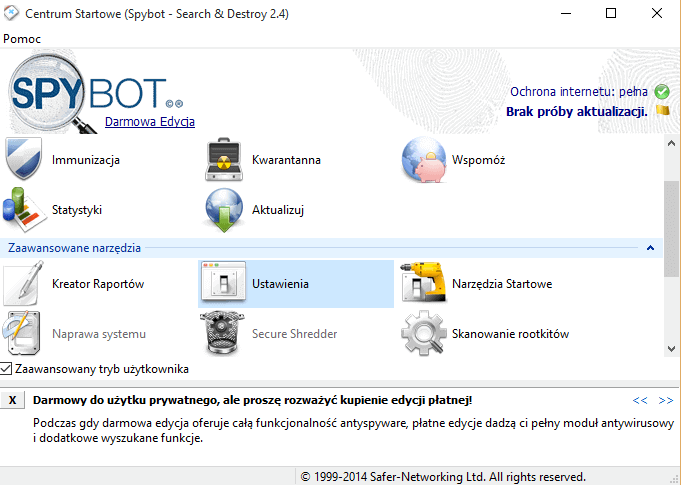 Spybot - darmowa ochrona komputera.